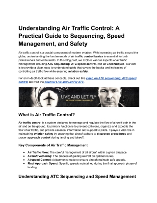 Understanding Air Traffic Control_ A Practical Guide to Sequencing, Speed Management, and Safety