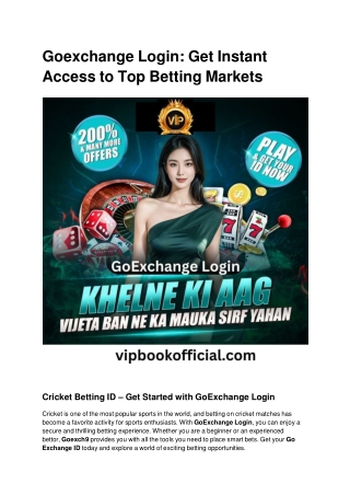 Goexchange Login_ Get Instant Access to Top Betting Markets