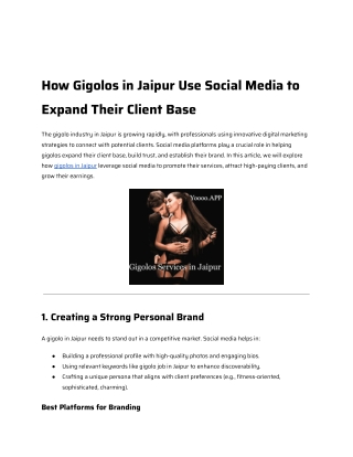 How Gigolos in Jaipur Use Social Media to Expand Their Client Base