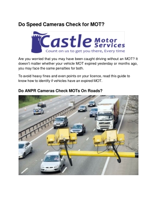 Do Speed Cameras Check for MOT