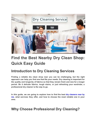 Find the Best Nearby Dry Clean Shop_ Quick Easy Guide