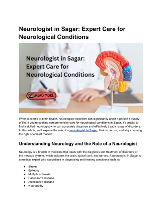 Neurologist in Sagar: Expert Care for Neurological Conditions