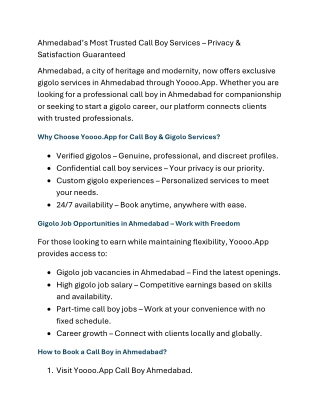 Ahmedabad’s Most Trusted Call Boy Services – Privacy &  Satisfaction Guaranteed