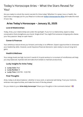 Today's Horoscope Aries – What the Stars Reveal for You!