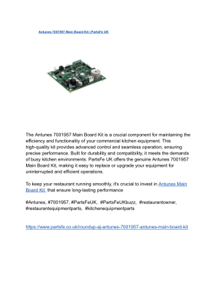 Antunes 7001957 Main Board Kit _ PartsFe UK