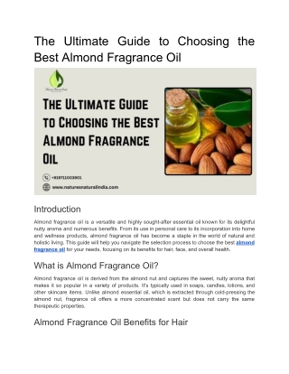 The Ultimate Guide to Choosing the Best Almond Fragrance Oil