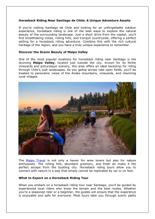 Ride Through Chiles Scenic Landscapes Near Santiago