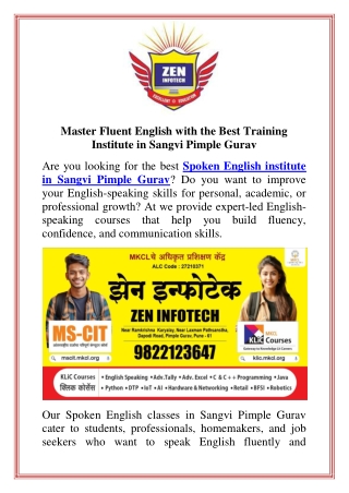 Master Fluent English with the Best Training Institute in Sangvi Pimple Gurav