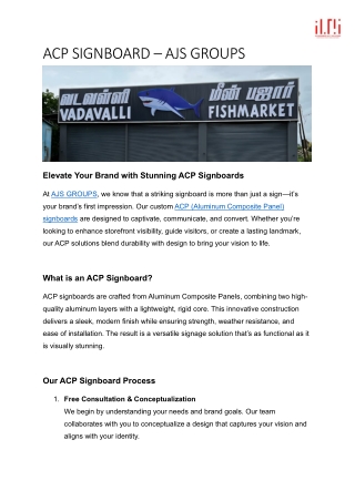 Elevate Your Brand with Stunning ACP Signboards