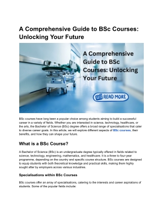 A Comprehensive Guide to BSc Courses Unlocking Your Future