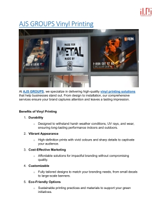 Frosted Vinyl Prints at AJS GROUPS: Custom Elegance for Your Space