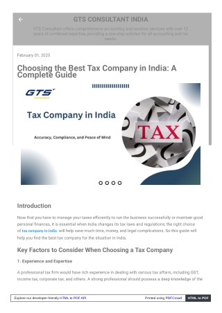 Choosing the Best Tax Company in India: A Complete Guide