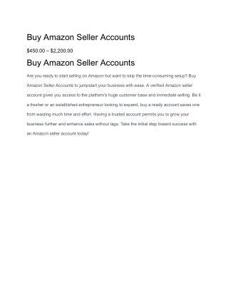 Buy Amazon Seller Accounts