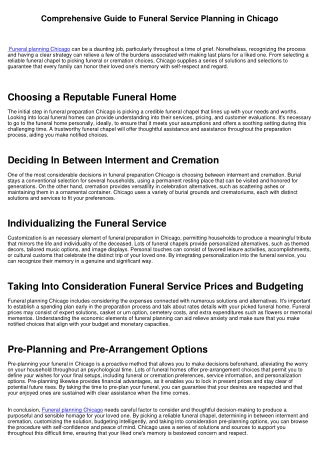 Comprehensive Guide to Funeral Preparation in Chicago