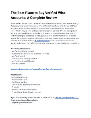 10 Top Sites to Buy Verified Wise Accounts