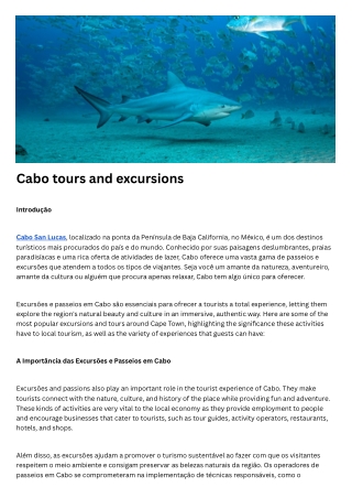 Cabo tours and excursions