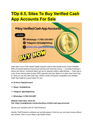 TOp 6.5, Sites To Buy Verified Cash App Accounts For Sale