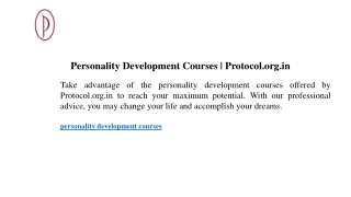 Personality Development Courses Protocol.org.in