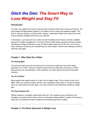 Ditch the Diet: The Smart Way to   Lose Weight and Stay Fit