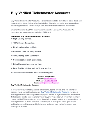 Buy Verified Ticketmaster Accounts