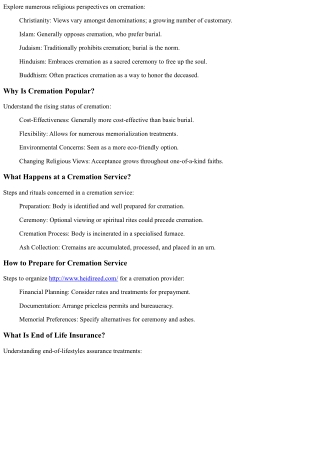 What Do Different Religions Say About Cremation