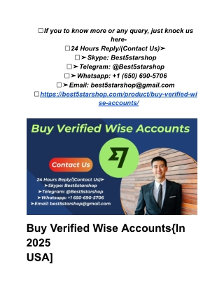 Buy Verified Wise Accounts{In 2025 USA]