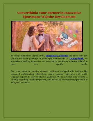 Converthink Your Partner in Innovative Matrimony Website Development
