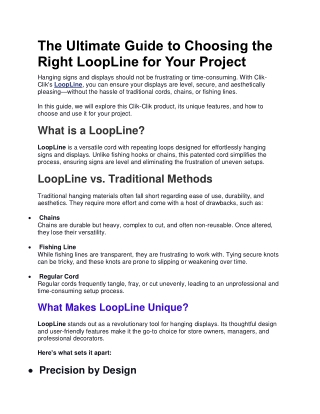 The Ultimate Guide to Choosing the Right LoopLine for Your Project
