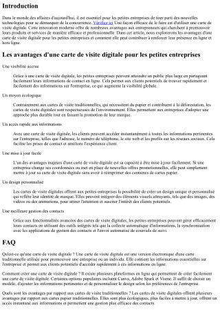 Les avantages d'une carte de visite digitale pour les petites entreprises