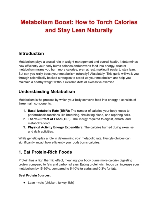 Metabolism Boost How to Torch Calories and Stay Lean Naturally