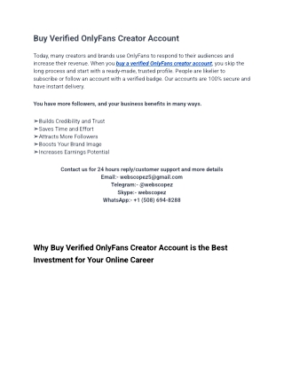 Buy Verified OnlyFans Creator Account