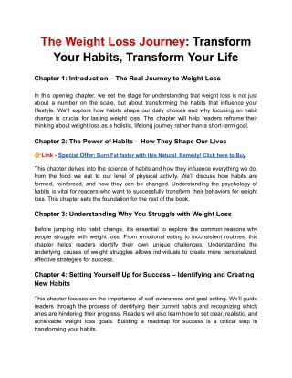The Weight Loss Journey: Transform Your Habits, Transform Your Life