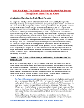 Melt Fat Fast The Secret Science-Backed Fat Burner [They] Don't Want You to Know