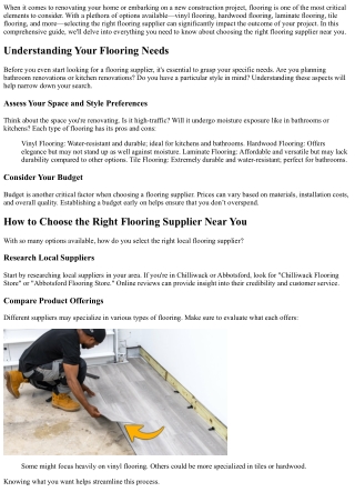 How to Choose the Right Flooring Supplier Near You