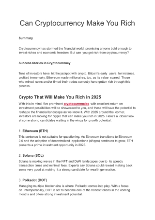 Can Cryptocurrency Make You Rich