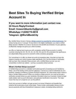 Best Sites To Buying Verified Stripe Account In