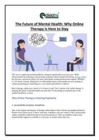 The Future of Mental Health Why Online Therapy is Here to Stay