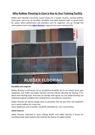 Why Rubber Flooring in Gym is Key to Any Training Facility