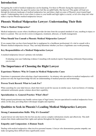 Phoenix's Leading Medical Malpractice Lawyers: Who to Trust?