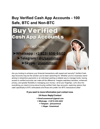 Buy Verified Cash App Accounts - 100 Safe, BTC and Non-BTC