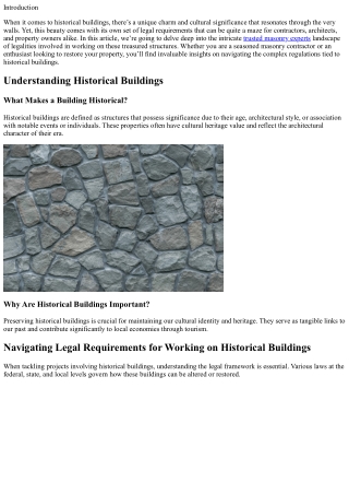“Navigating Legal Requirements for Working on Historical Buildings”