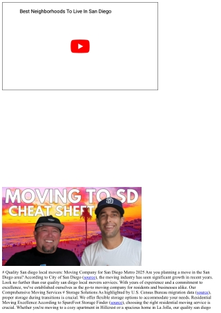 # Quality San diego local movers: Moving Company for San Diego Metro 2025