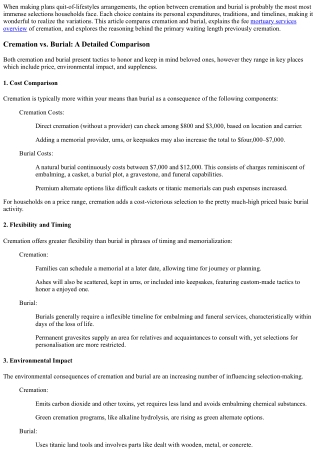 Cremation vs. Burial: Comparing Costs, Processes, and Waiting Periods
