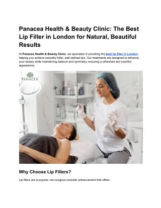 Panacea Health & Beauty Clinic_ The Best Lip Filler in London for Natural, Beautiful Results