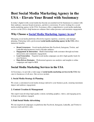 Best Social Media Marketing Agency in the USA