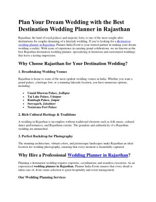 PIE - Best Destination Wedding Planner in Rajasthan