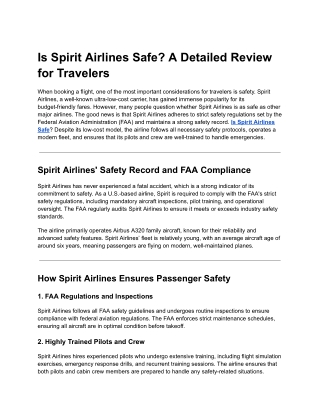 is sprit airline safe