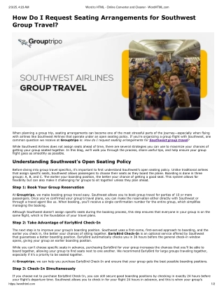 How Do I Request Seating Arrangements for Southwest Group Travel?