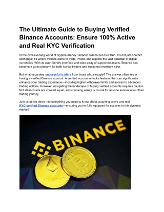 The Ultimate Guide to Buying Verified Binance Accounts_ Ensure 100% Active and Real KYC Verification