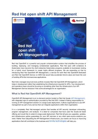 Red Hat open shift API Management